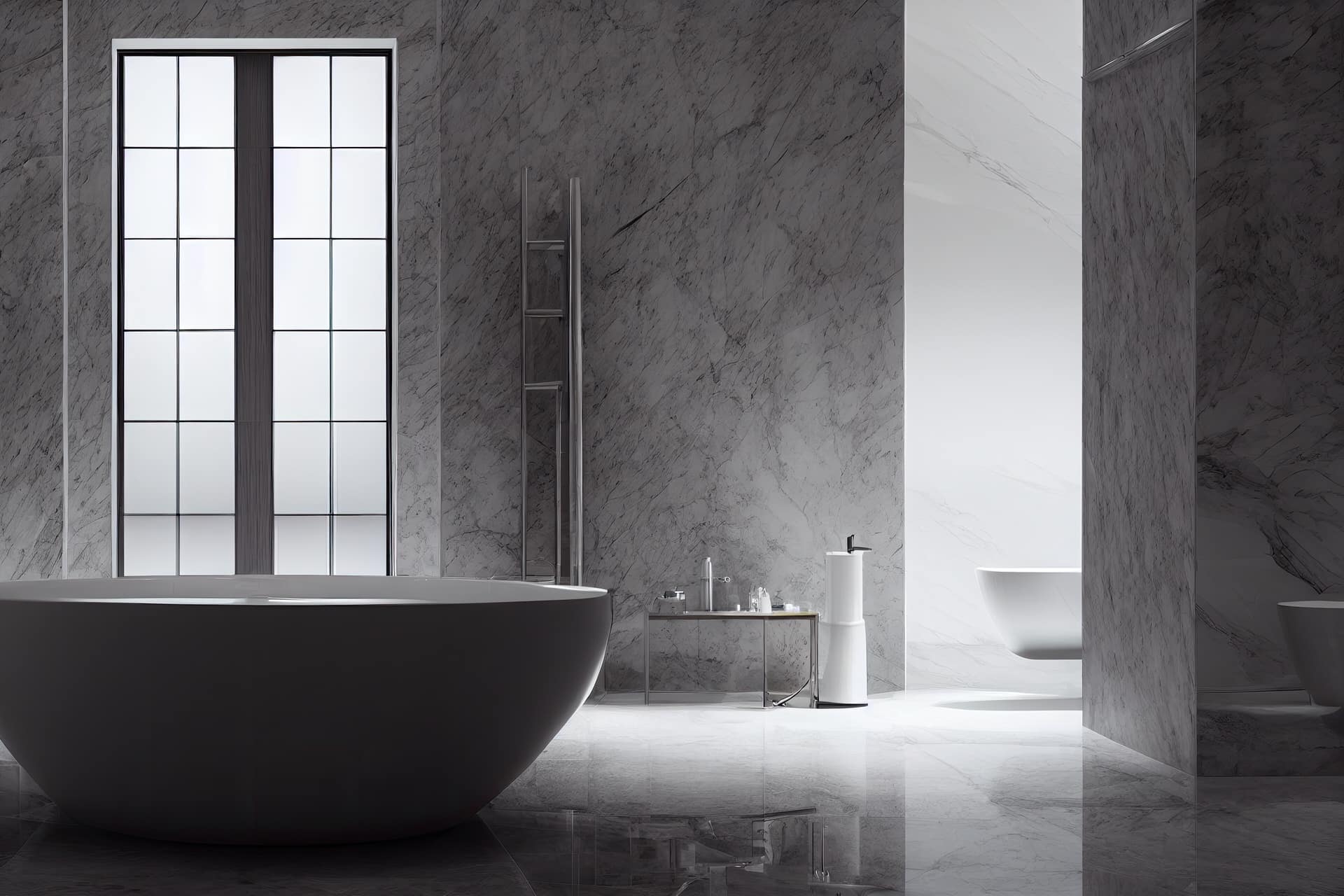 This image features a stand alone bathtub.